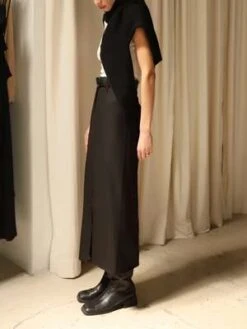 Moon RiverFront Slit Belted Midi Skirt - Black -AGOLDE Store Moon River Front Slit Belted Midi Skirt Black 20231012191315 1