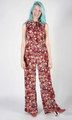 Birds Of North AmericaNeedletail Jumpsuit - Burgundy Flower Burst