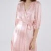 Not Just PajamaAbove The Knee Silk Robe - Pink -AGOLDE Store Not Just Pajama Above the Knee Silk Robe Pink 20211125145050