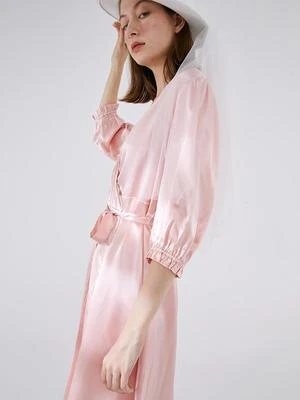 Not Just PajamaAbove The Knee Silk Robe - Pink 7 Not Just PajamaAbove The Knee Silk Robe - Pink - Image 5