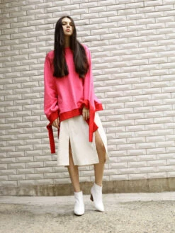 OUORCheek Two Slits Midi-Skirt - Ivory -AGOLDE Store OUOR Cheek Two Slits Midi Skirt 20170501222515