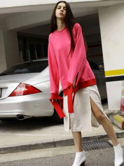 OUORCheek Two Slits Midi-Skirt - Ivory -AGOLDE Store OUOR Cheek Two Slits Midi Skirt 20170501222517