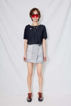 AssemblyPatchwork Print Denim Mini Skirt - Grey