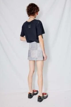 AssemblyPatchwork Print Denim Mini Skirt - Grey -AGOLDE Store Patchwork Print Denim Mini Skirt 20231018004114 2