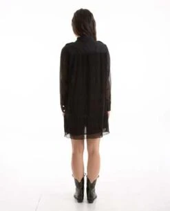 GanniPleated Georgette Shirt Dress - Black -AGOLDE Store Pleated Georgette Shirt Dress 20231012002707 2