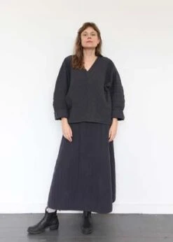 Black CraneQuilted Skirt - Dark Navy -AGOLDE Store Quilted Skirt Dark Navy 20231101211749 1