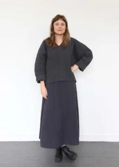 Black CraneQuilted Skirt - Dark Navy -AGOLDE Store Quilted Skirt Dark Navy 20231101211749 2