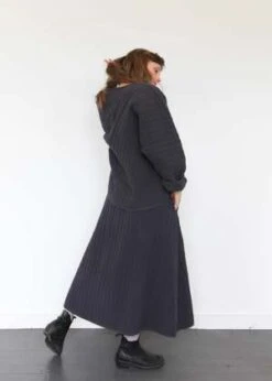 Black CraneQuilted Skirt - Dark Navy -AGOLDE Store Quilted Skirt Dark Navy 20231101211750 1