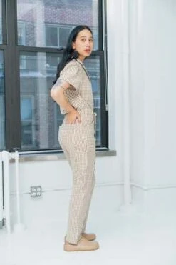 RUJUTA SHETHRay Jumpsuit - Tawny Chex -AGOLDE Store Ray Jumpsuit Tawny Chex 20230505053444 3