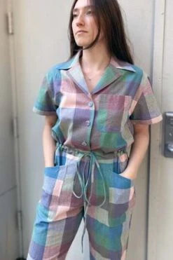 RUJUTA SHETHRay Jumpsuit - Watercolor Chex -AGOLDE Store Ray Jumpsuit Watercolor Chex 20230524085635 2