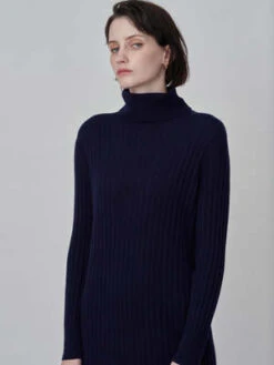 PureCashmere NYCRib Turtleneck Maxi Dress - Navy -AGOLDE Store Rib Turtleneck Maxi Dress Navy 20230925213852 2