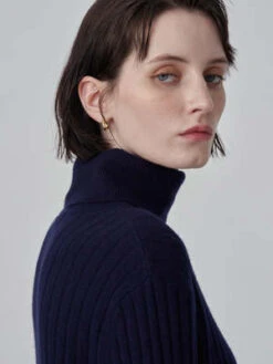 PureCashmere NYCRib Turtleneck Maxi Dress - Navy -AGOLDE Store Rib Turtleneck Maxi Dress Navy 20230925213853 1