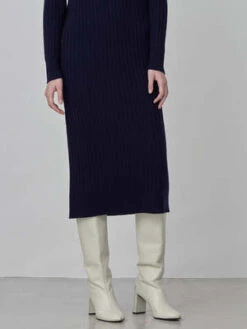 PureCashmere NYCRib Turtleneck Maxi Dress - Navy -AGOLDE Store Rib Turtleneck Maxi Dress Navy 20230925213853