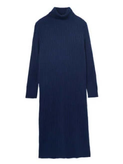 PureCashmere NYCRib Turtleneck Maxi Dress - Navy -AGOLDE Store Rib Turtleneck Maxi Dress Navy 20230925213853 3