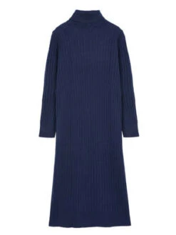 PureCashmere NYCRib Turtleneck Maxi Dress - Navy -AGOLDE Store Rib Turtleneck Maxi Dress Navy 20230925213854