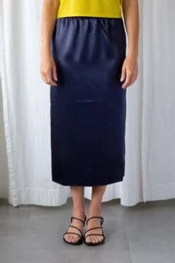 TibiSatin Slip Skirt - Dark Navy