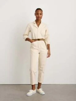 Concrete + WaterConcrete + Water Standard Zip Herringbone Jumpsuit - Ecru
