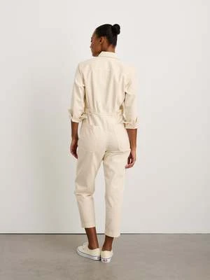 Concrete + WaterConcrete + Water Standard Zip Herringbone Jumpsuit - Ecru 5 Concrete + WaterConcrete + Water Standard Zip Herringbone Jumpsuit - Ecru - Image 3