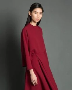 KAAREMStream Deep Pleated Midi Skirt Size XS - Crimson Red