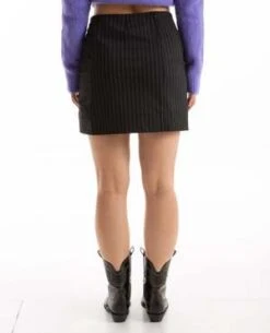 GanniStretch Stripe Mini Skirt - Black -AGOLDE Store Stretch Stripe Mini Skirt 20231012002934