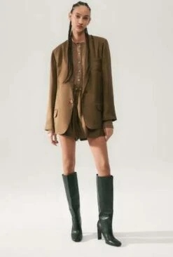 Silk LaundryTwill Slouch Shorts - Dark Earth -AGOLDE Store TWILL SLOUCH SHORTS DARK EARTH 20230614065853