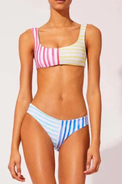 Solid And StripedThe Reversible Elle Bottom - Colorblock Watercolor Stripe