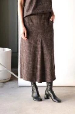 TibiLutz Knit Godet Midi Skirt - Brown/Black Multi -AGOLDE Store Tibi Lutz Knit Godet Midi Skirt in Brown Black Multi 20230914004634 1