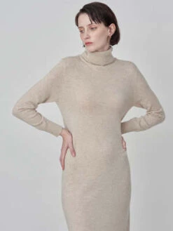 PureCashmere NYCTurtleneck Maxi Dress - Oatmeal -AGOLDE Store Turtleneck Maxi Dress Oatmeal 20230925214131 2
