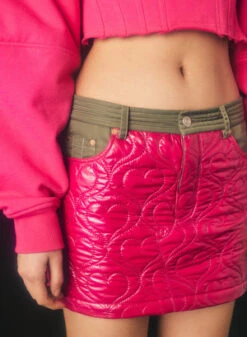 ANDERSSON BELLWomens Quilted Micro Skirt - Pink -AGOLDE Store Women s Pink Quilted Micro Skirt 20221026025421 2