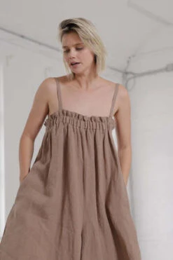 A MenteStrap Wide Leg Jumpsuit - Mocha -AGOLDE Store a mente Strap wide leg jumpsuit Mocha 20220809224253