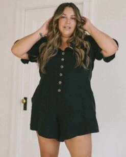 Harly JaeDorothy Romper - Black -AGOLDE Store harly jae Dorothy Romper Black 20230706221545 1