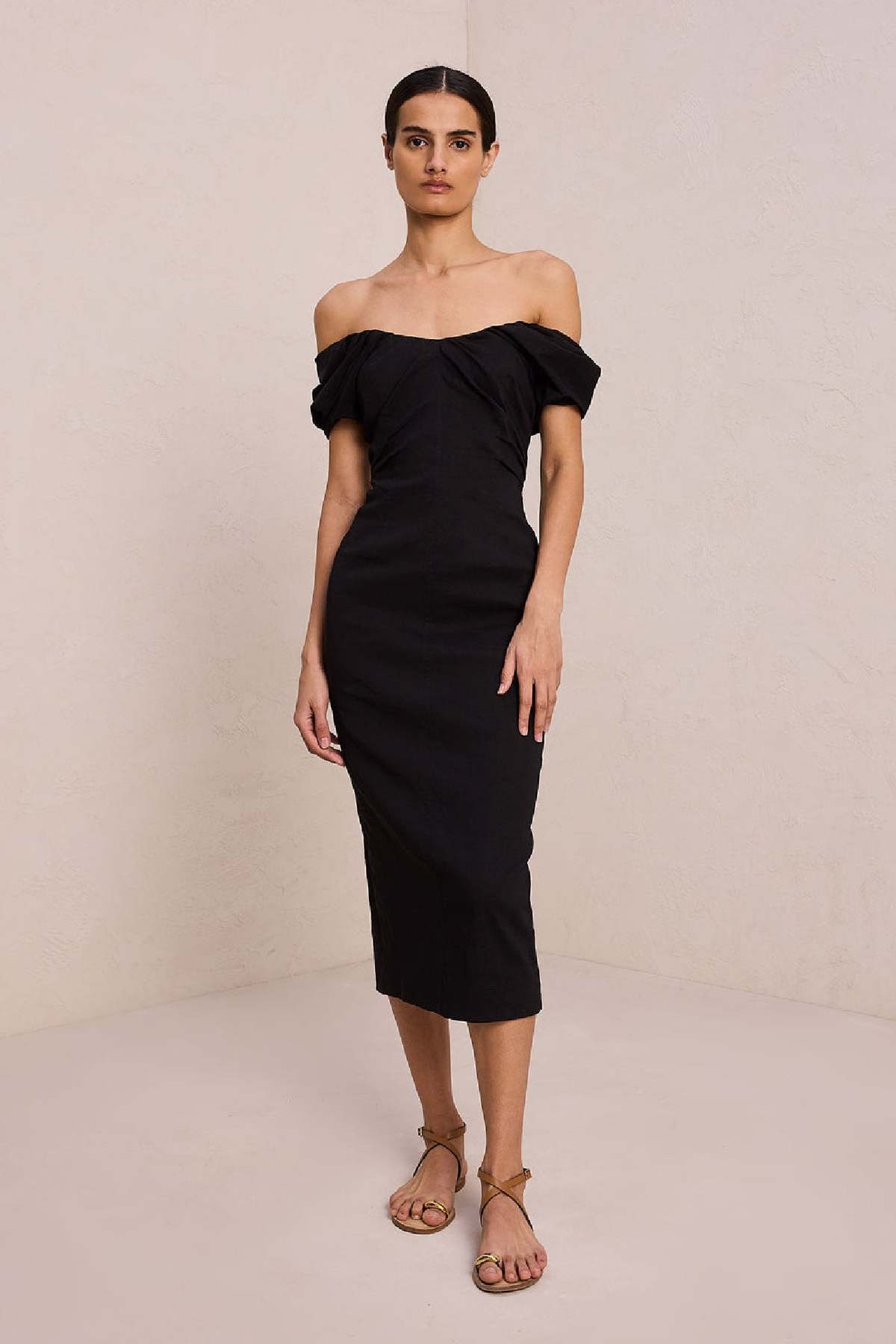 AGOLDE Store -AGOLDE Store ALC Nora Linen Midi Dress Black 20231004165512